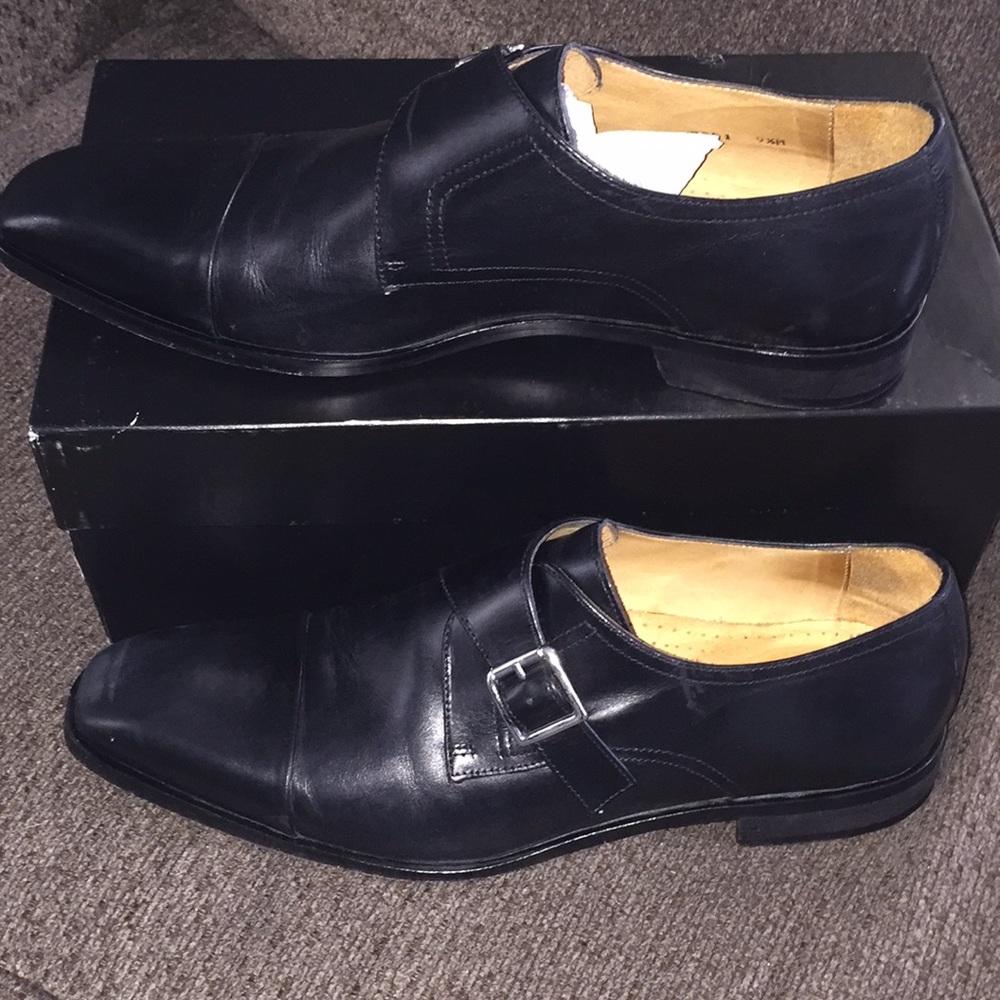 Mens 9.5 Mercanti Fiorentini Black Leather Shoes